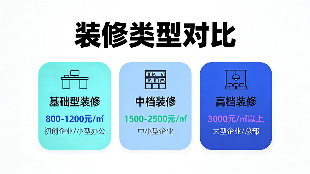 辦公室裝修檔次對比圖